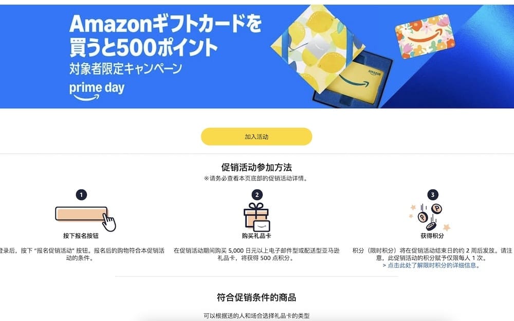Amazon禮品卡回饋活動