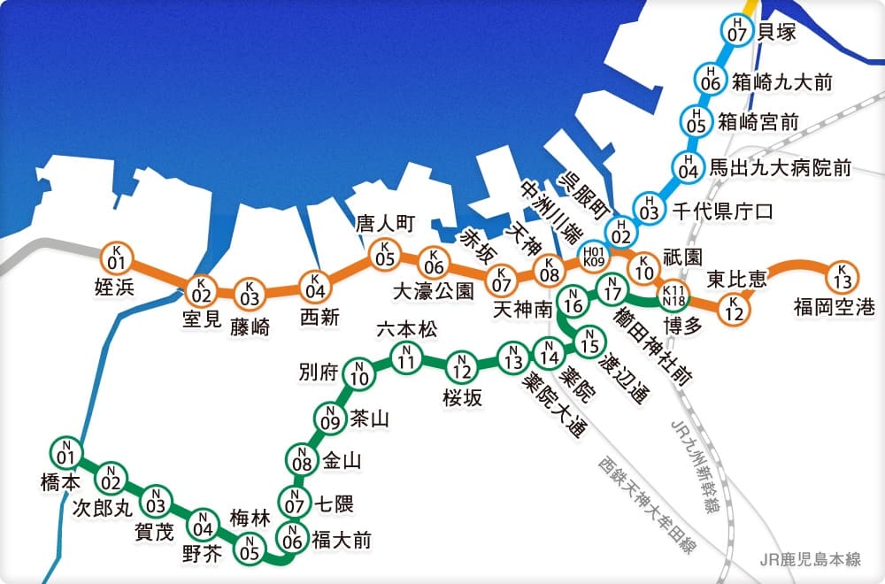 福岡地鐵(捷運)路線圖