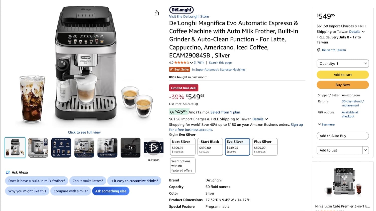 De'Longhi 全自動義式咖啡機 EVO