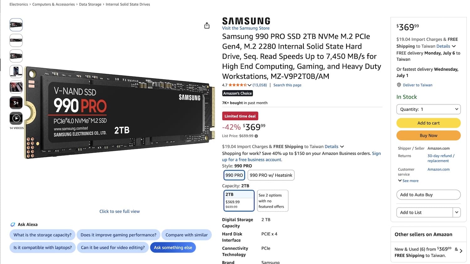 Samsung 990 PRO 固態硬碟 2TB