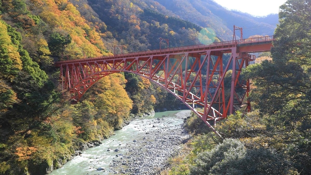 黑部峽谷 紅葉與紅色鐵橋