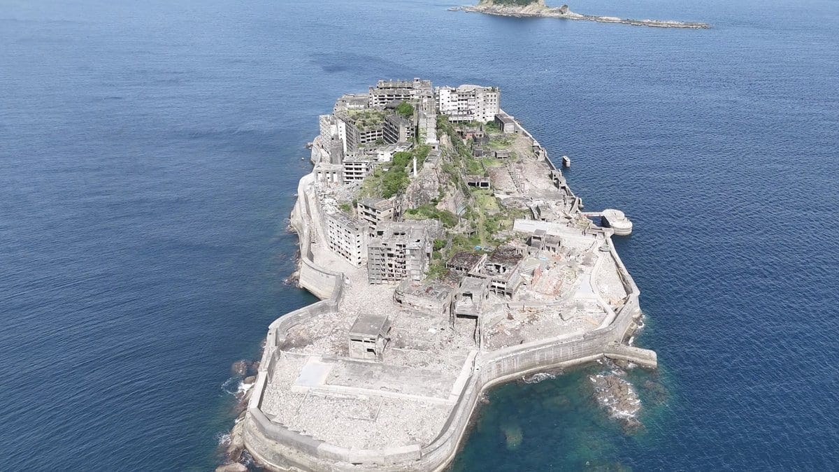 軍艦島 從空中看的全景