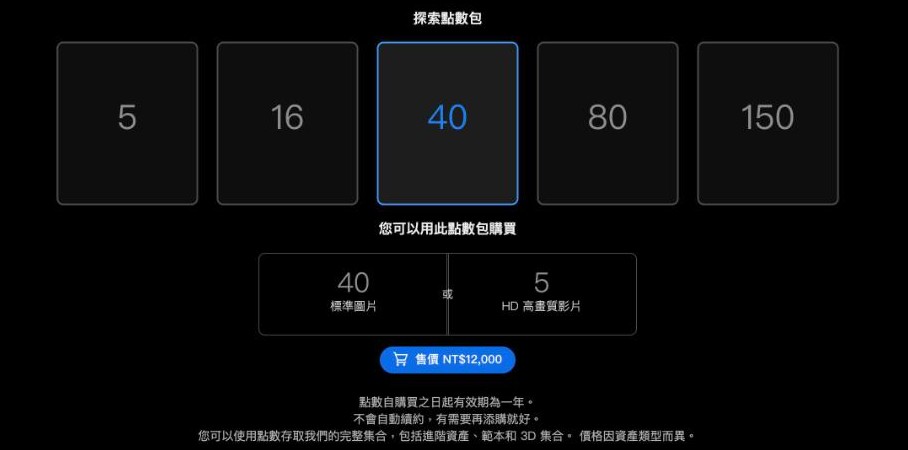 Adobe Stock 點數包 價格 2026年10月